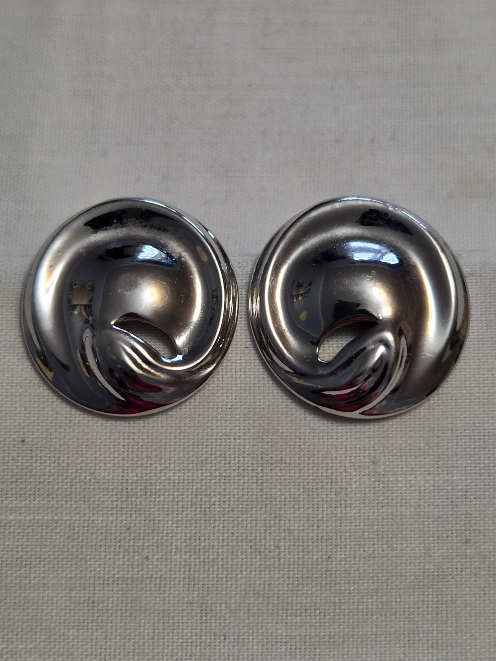Vtg Monet Silver-Tone Abstract Swirl Clip-On Earrings